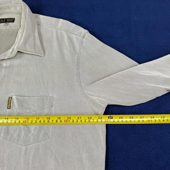 Vintage Armani Jeans Gray Long Sleeve Button Up Shirt Men size XXL Casual 90s - Picture 7 of 11